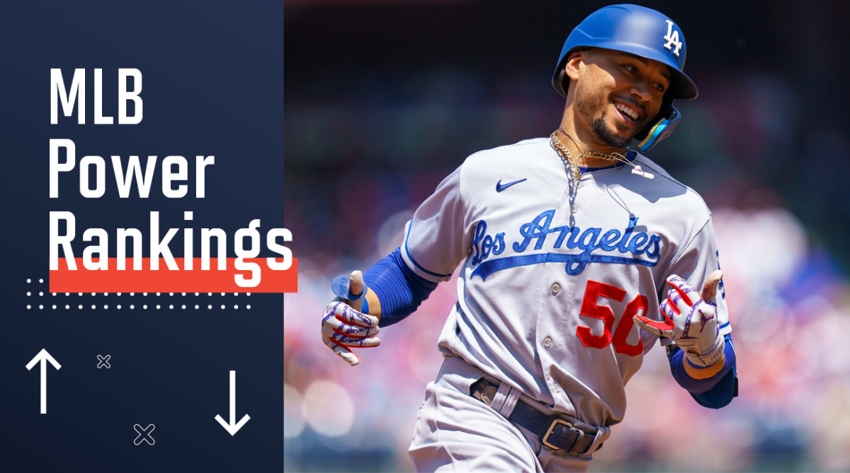 Los Angeles Dodgers’ Mookie Betts reacts after his solo home run during the third inning of a baseball game against the Philadelphia Phillies, Sunday, May 22, 2022, in Philadelphia.